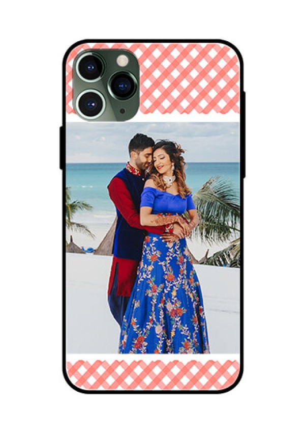 Apple iPhone 11 Pro Personalized Glass Phone Case  - Pink Pattern Design