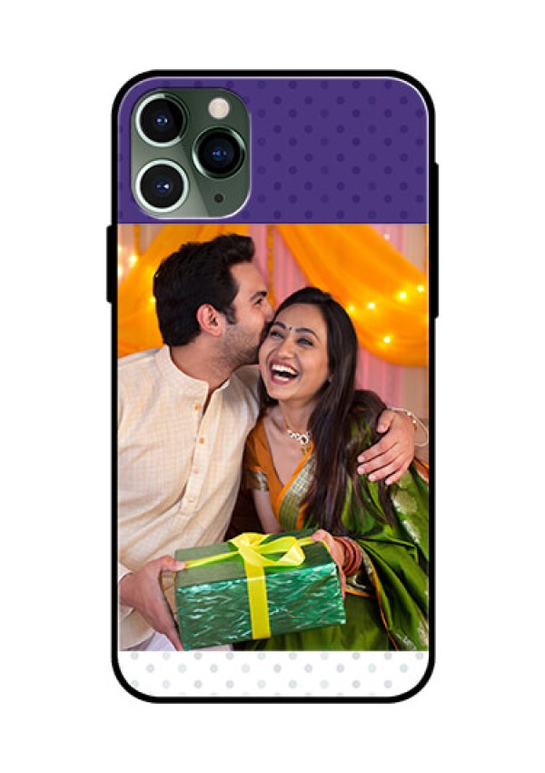 Apple iPhone 11 Pro Personalized Glass Phone Case  - Violet Pattern Design