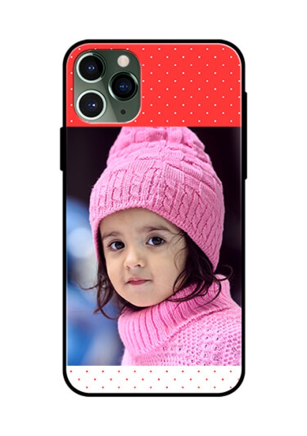 Apple iPhone 11 Pro Photo Printing on Glass Case  - Red Pattern Design