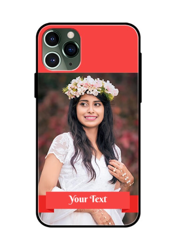 Apple iPhone 11 Pro Custom Glass Phone Case  - Simple Red Color Design