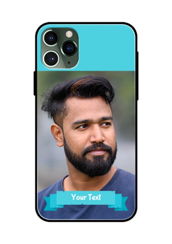 Apple iPhone 11 Pro Personalized Glass Phone Case  - Simple Blue Color Design