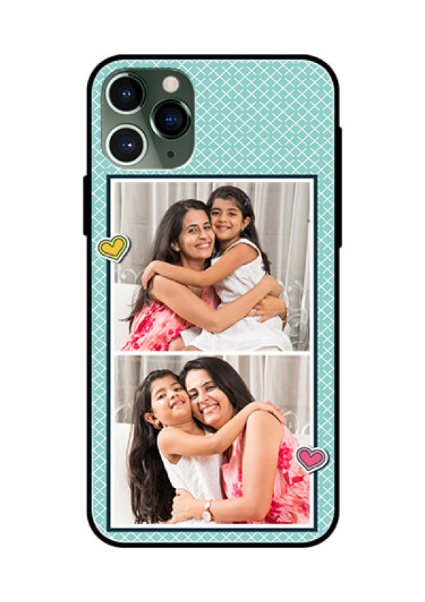 Apple iPhone 11 Pro Custom Glass Phone Case  - 2 Image Holder with Pattern Design