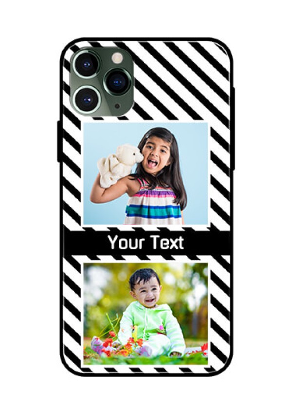 Apple iPhone 11 Pro Photo Printing on Glass Case  - Black And White Stripes Design