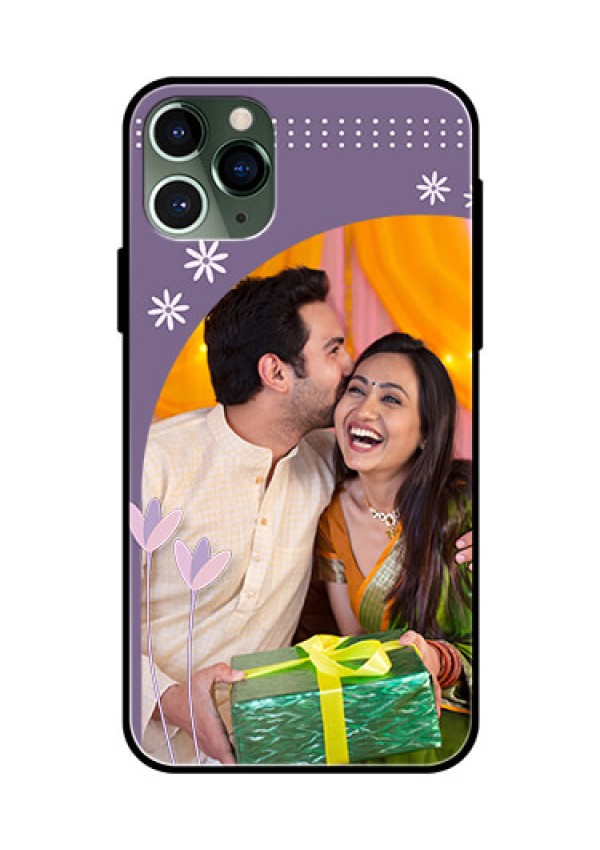 Apple iPhone 11 Pro Custom Glass Mobile Case  - Lavender flowers design 