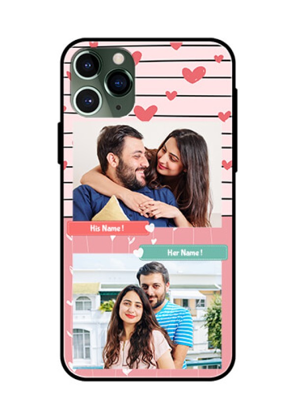 Apple iPhone 11 Pro Custom Glass Mobile Case  - Photo with Heart Design