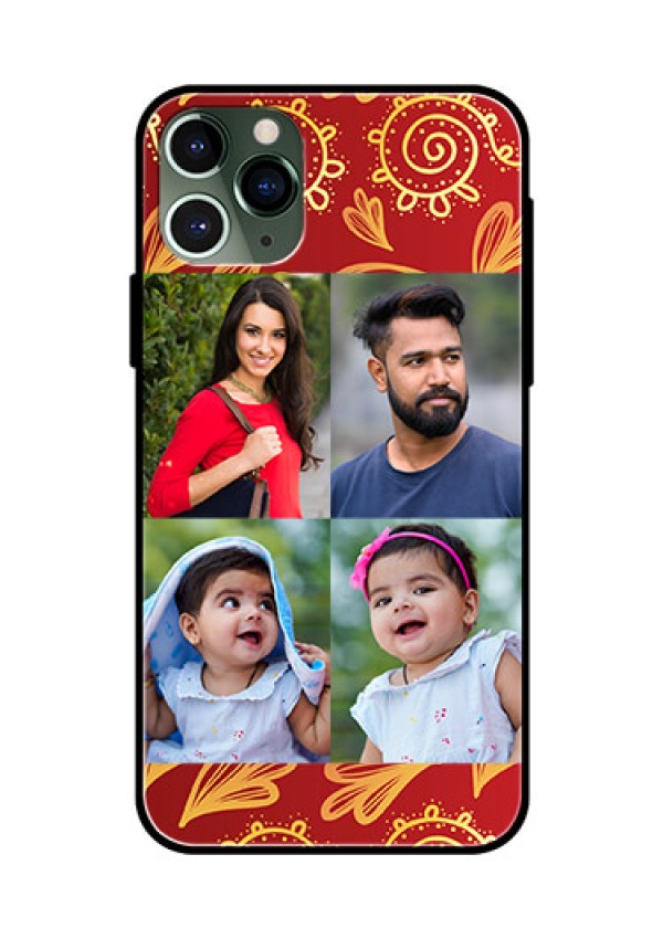 Apple iPhone 11 Pro Photo Printing on Glass Case  - 4 Image Traditional Design