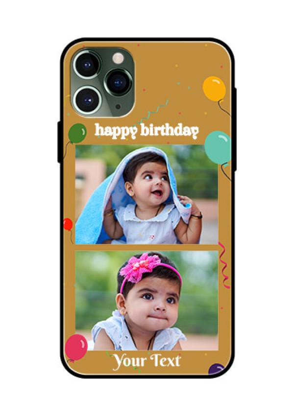 Apple iPhone 11 Pro Personalized Glass Phone Case  - Image Holder with Birthday Celebrations Design
