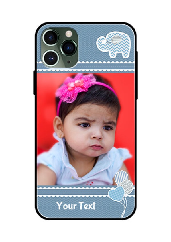 Apple iPhone 11 Pro Photo Printing on Glass Case  - with Kids Pattern Design