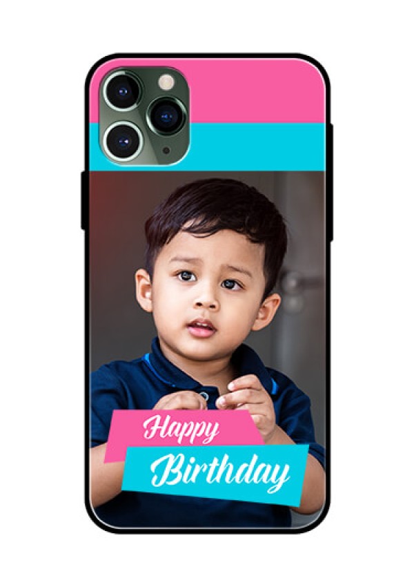Apple iPhone 11 Pro Personalized Glass Phone Case  - Image Holder with 2 Color Design