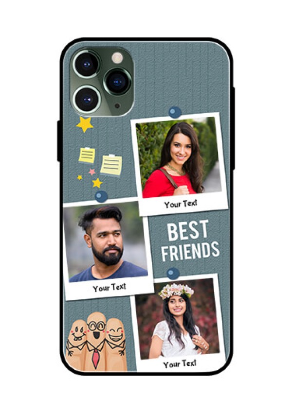 Apple iPhone 11 Pro Personalized Glass Phone Case  - Sticky Frames and Friendship Design