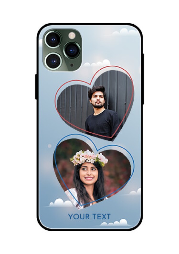 Apple iPhone 11 Pro Custom Glass Mobile Case  - Blue Color Couple Design 