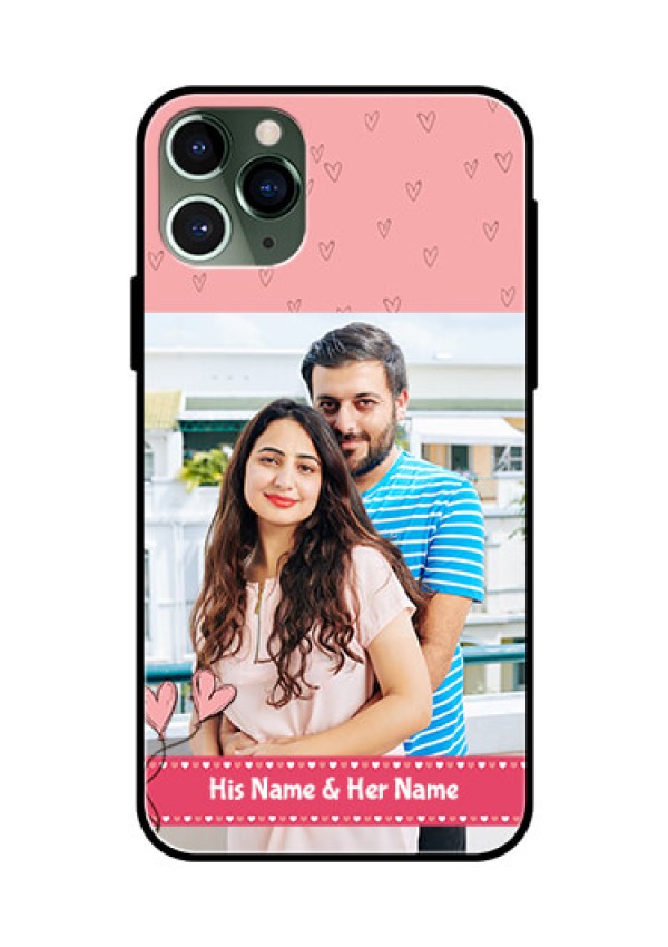 Apple iPhone 11 Pro Personalized Glass Phone Case  - Love Design Peach Color