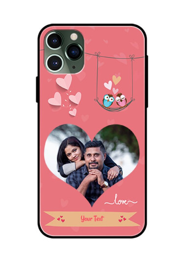 Apple iPhone 11 Pro Personalized Glass Phone Case  - Peach Color Love Design 