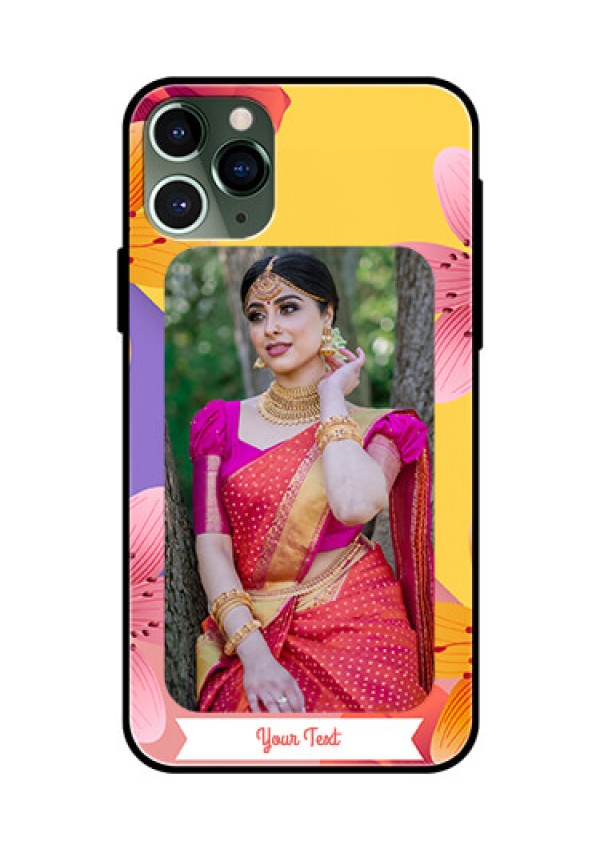 Apple iPhone 11 Pro Custom Glass Mobile Case  - 3 Image With Vintage Floral Design