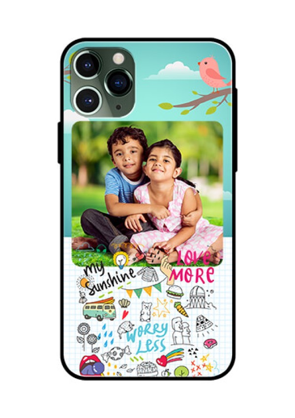 Apple iPhone 11 Pro Photo Printing on Glass Case  - Doodle love Design