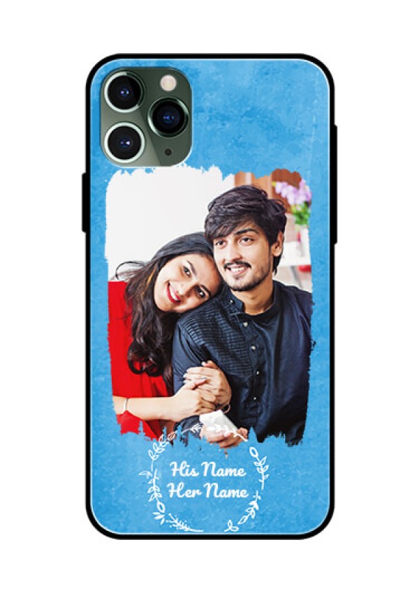 iPhone 11 Pro Custom Glass Phone Case - Blue Color Vintage Design