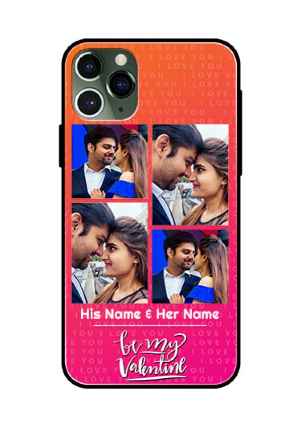 Apple iPhone 11 Pro Custom Glass Phone Case  - I Love You Pink Design