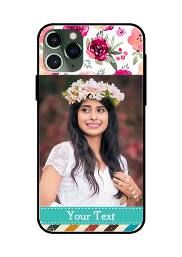 Apple iPhone 11 Pro Custom Glass Phone Case  - Watercolor Floral Design