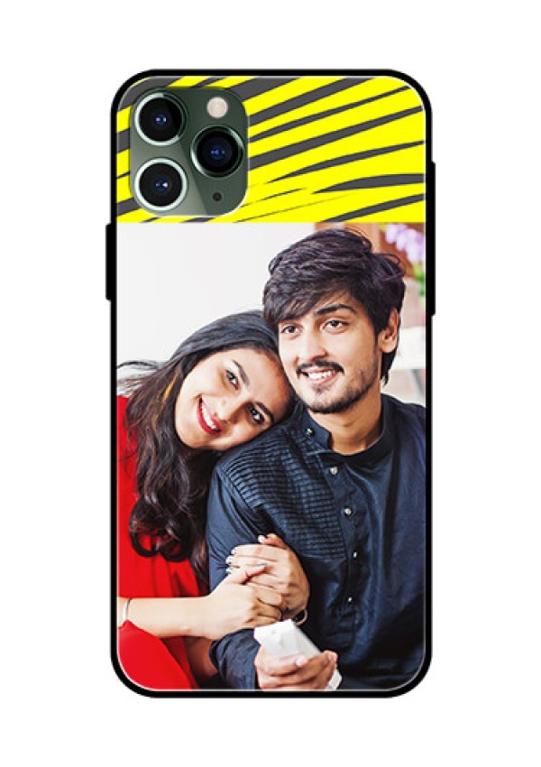 Apple iPhone 11 Pro Photo Printing on Glass Case  - Yellow Abstract Design