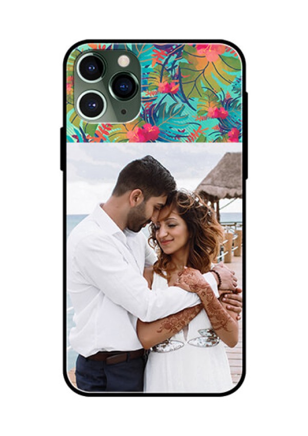Apple iPhone 11 Pro Photo Printing on Glass Case  - Watercolor Floral Design