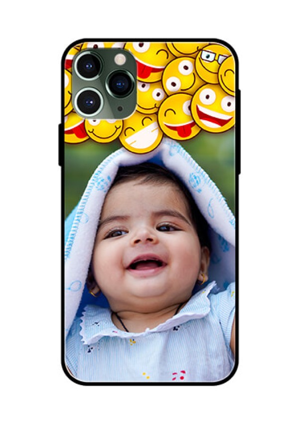 Apple iPhone 11 Pro Custom Glass Mobile Case  - with Smiley Emoji Design