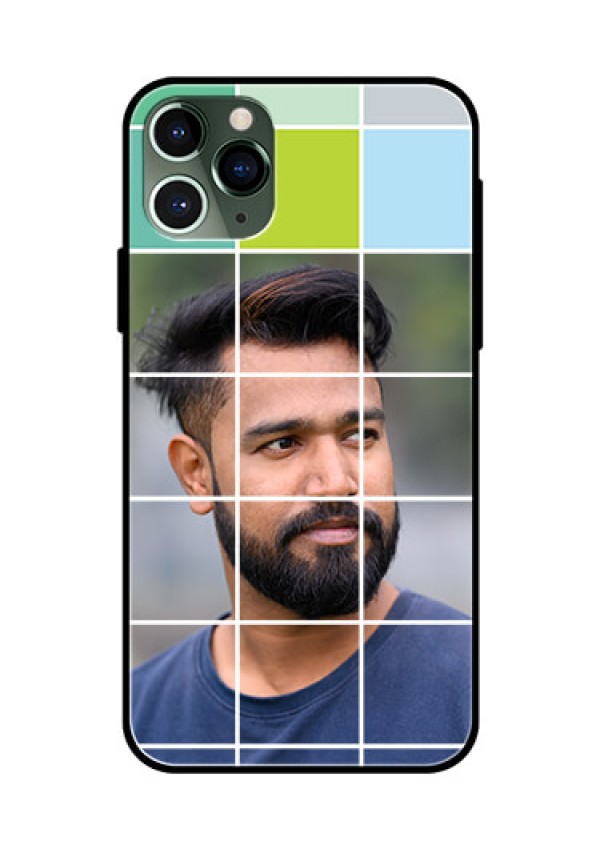 Apple iPhone 11 Pro Photo Printing on Glass Case  - with white box pattern 
