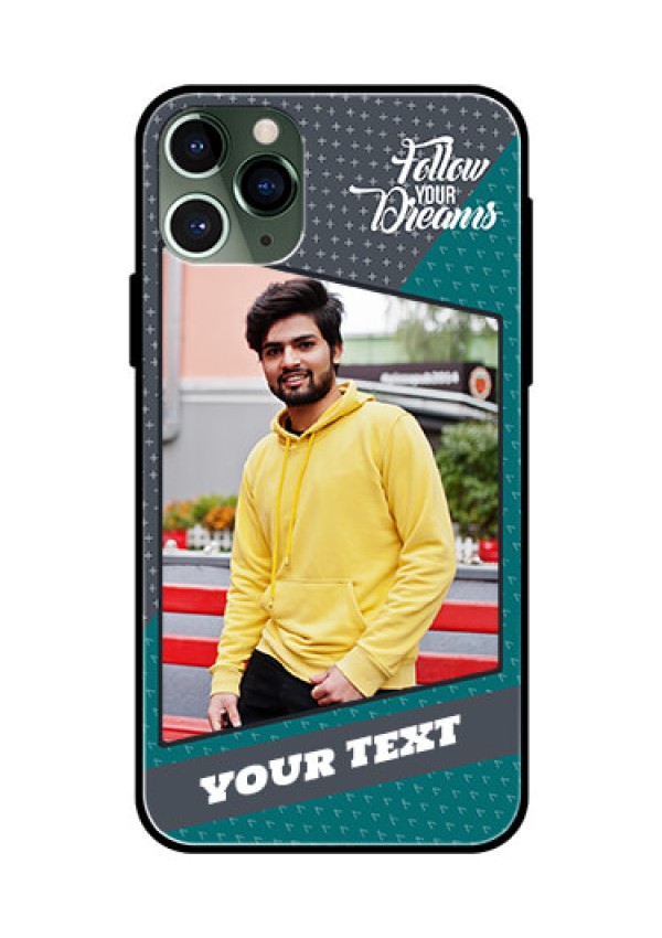 Apple iPhone 11 Pro Personalized Glass Phone Case  - Background Pattern Design with Quote