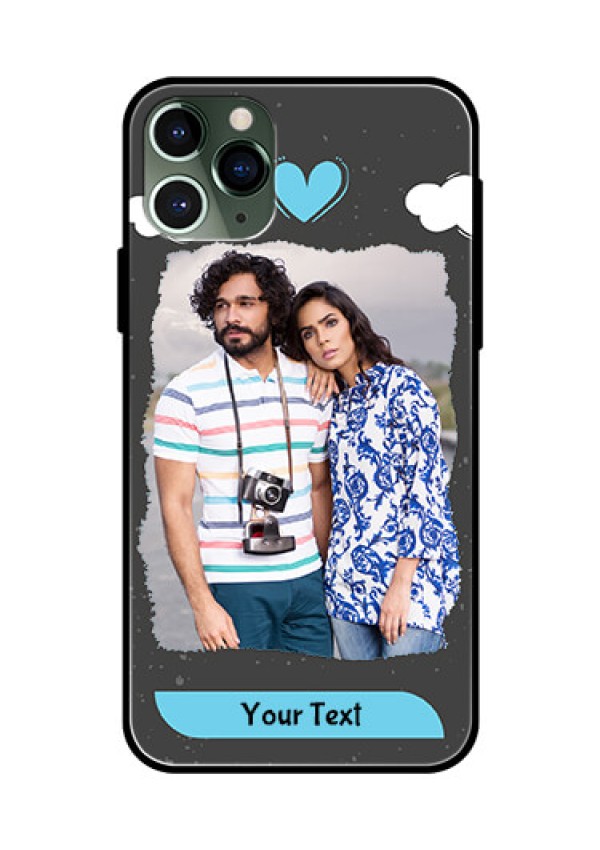 Apple iPhone 11 Pro Custom Glass Phone Case  - Splashes with love doodles Design