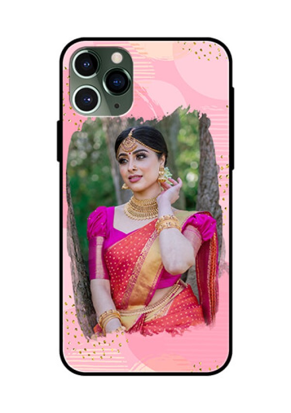 Apple iPhone 11 Pro Personalized Glass Phone Case  - Gold Glitter Splash Design