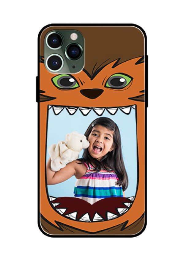 Apple iPhone 11 Pro Photo Printing on Glass Case  - Owl Monster Back Case Design