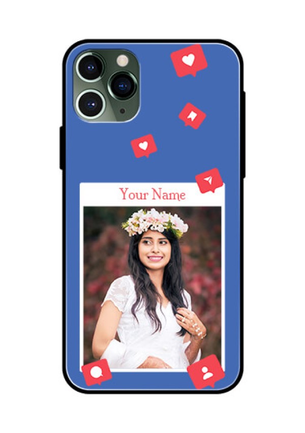iPhone 11 Pro Custom Glass Phone Case - Like Share And Comment Design
