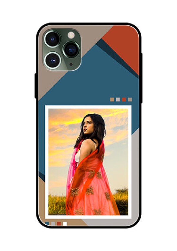 iPhone 11 Pro Personalized Glass Phone Case - Retro color pallet Design