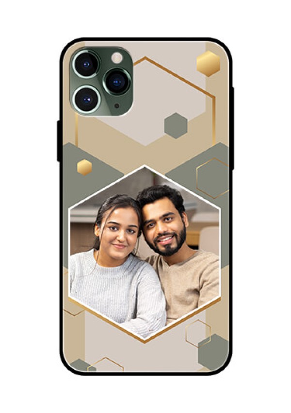 iPhone 11 Pro Photo Printing on Glass Case - Stylish Hexagon Pattern Design