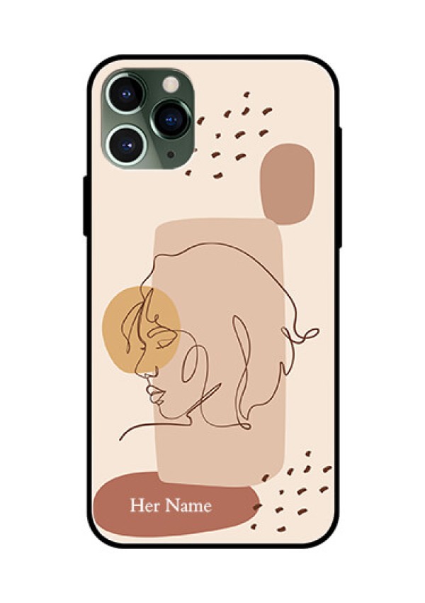 iPhone 11 Pro Photo Printing on Glass Case - Calm Woman line art Design