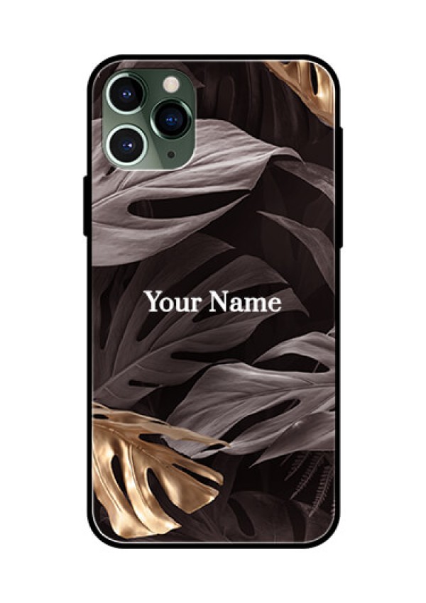 iPhone 11 Pro Personalised Glass Phone Case - Wild Leaves digital paint Design