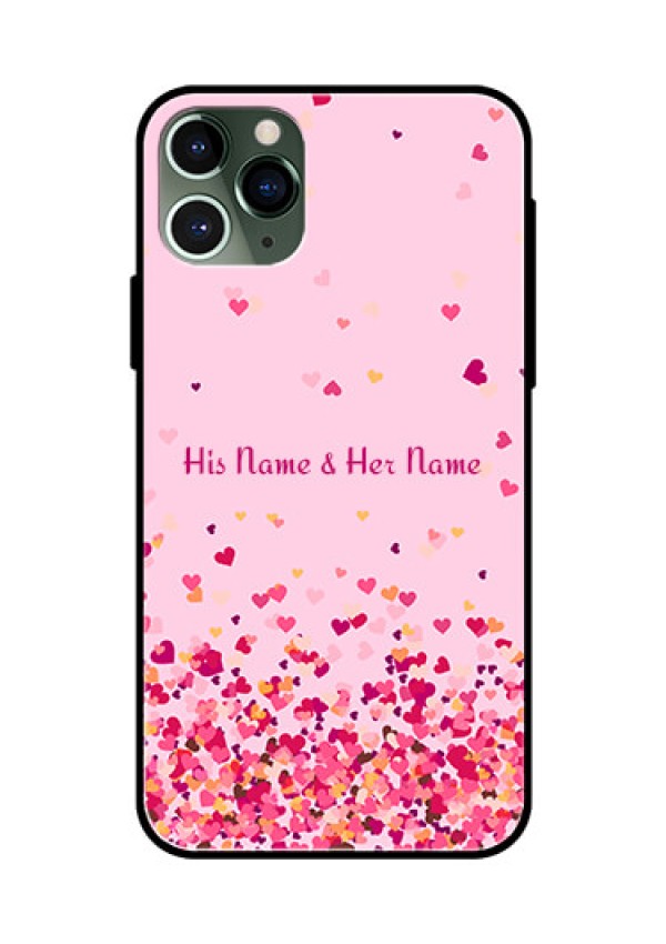 iPhone 11 Pro Photo Printing on Glass Case - Floating Hearts Design