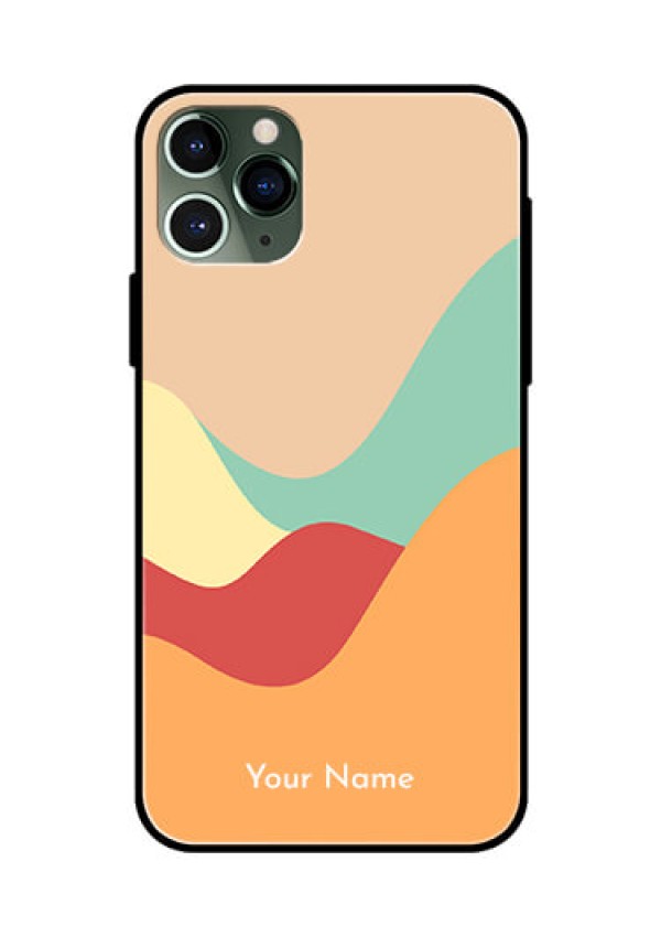 iPhone 11 Pro Personalized Glass Phone Case - Ocean Waves Multi-colour Design