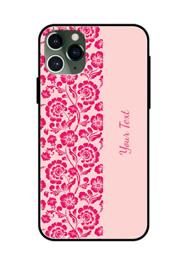 iPhone 11 Pro Custom Glass Phone Case - Attractive Floral Pattern Design