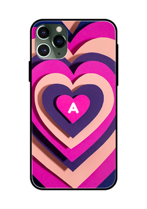 iPhone 11 Pro Custom Glass Mobile Case - Cute Heart Pattern Design