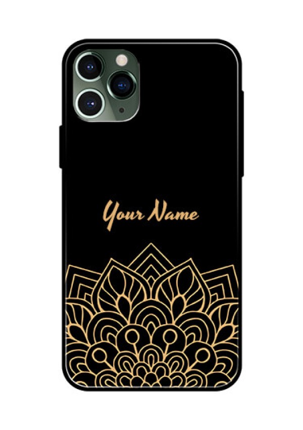 iPhone 11 Pro Custom Glass Phone Case - Golden mandala Design