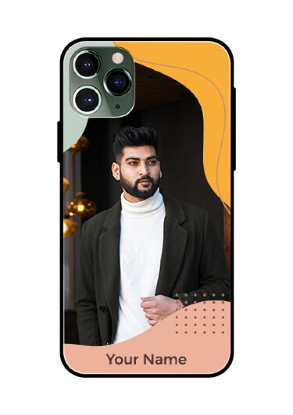 iPhone 11 Pro Personalized Glass Phone Case - Tri-coloured overlay design