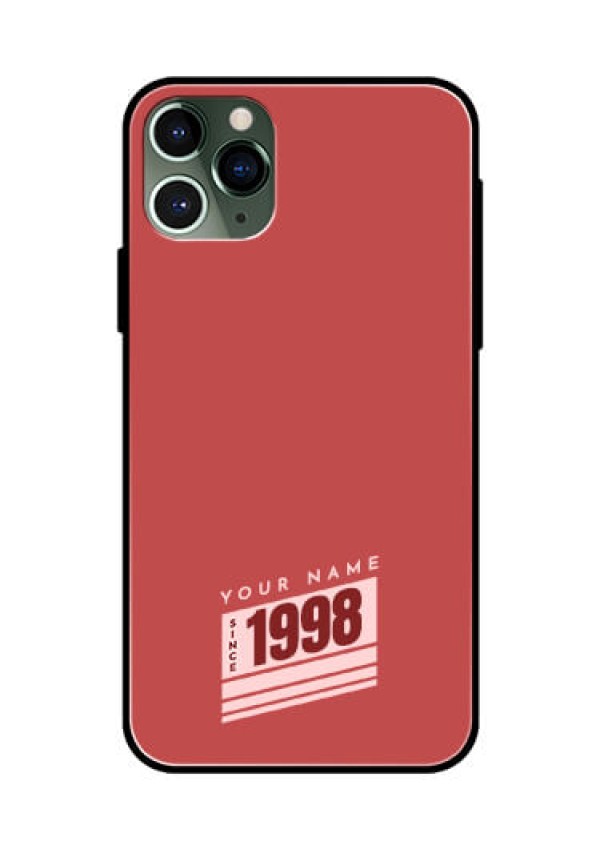 iPhone 11 Pro Custom Glass Phone Case - Red custom year of birth Design