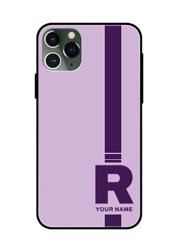 iPhone 11 Pro Photo Printing on Glass Case - Simple dual tone stripe with name Design
