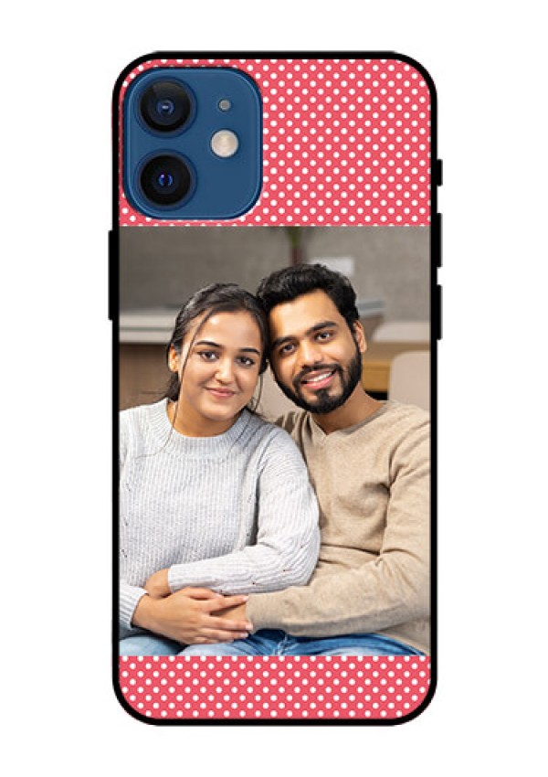 Iphone 12 Mini Custom Glass Phone Case  - White Dotted Design