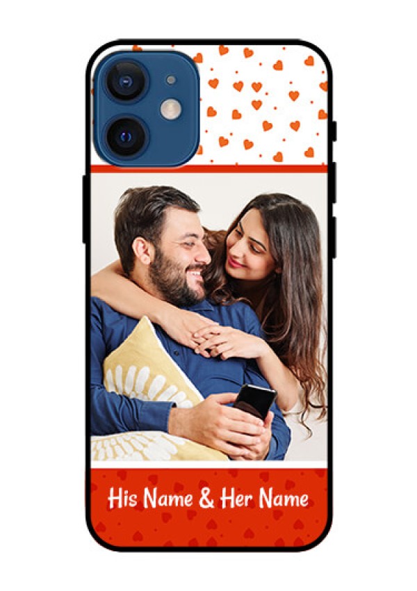 Iphone 12 Mini Custom Glass Phone Case  - Orange Love Symbol Design