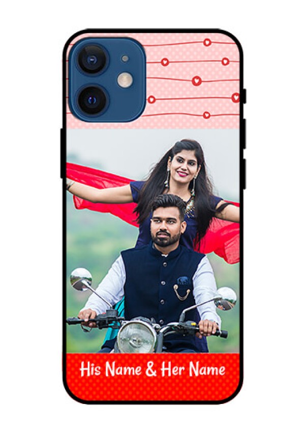 Iphone 12 Mini Personalized Glass Phone Case  - Red Pattern Case Design