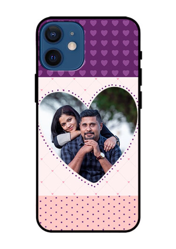 Iphone 12 Mini Custom Glass Phone Case  - Violet Love Dots Design