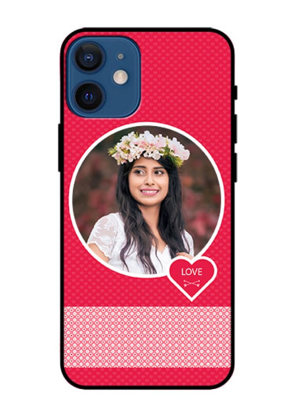 Iphone 12 Mini Personalised Glass Phone Case  - Pink Pattern Design