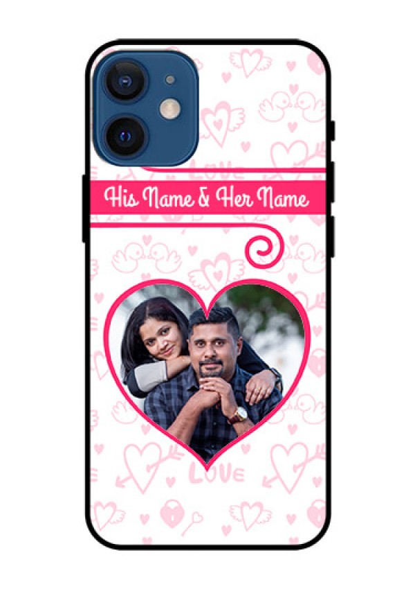 Iphone 12 Mini Personalized Glass Phone Case  - Heart Shape Love Design