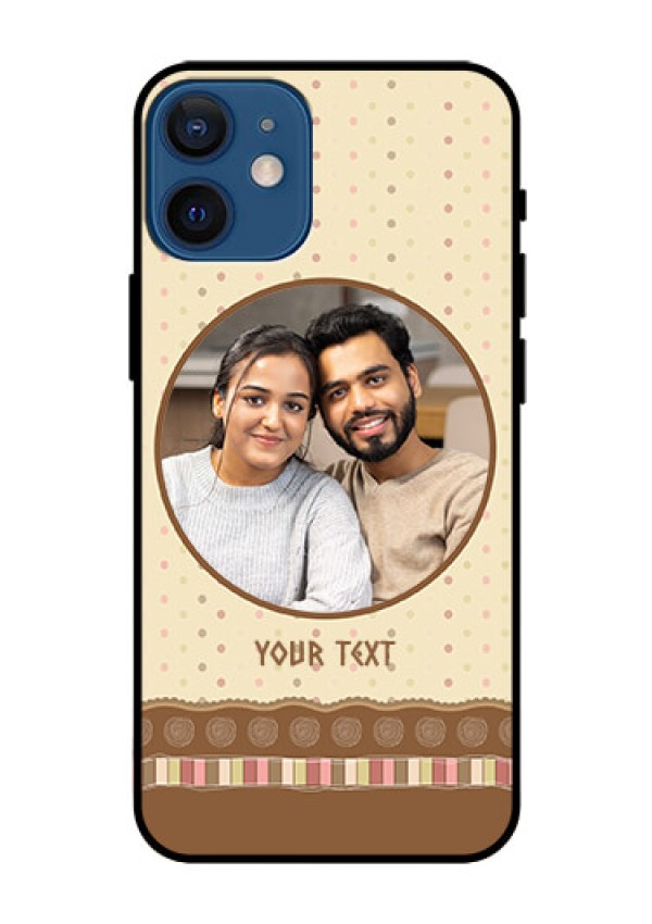 Iphone 12 Mini Custom Glass Mobile Case  - Brown Dotted Mobile Case Design